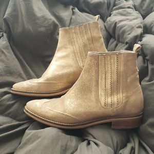 Opening Ceremony Gold Suede Short Ankle Boots
